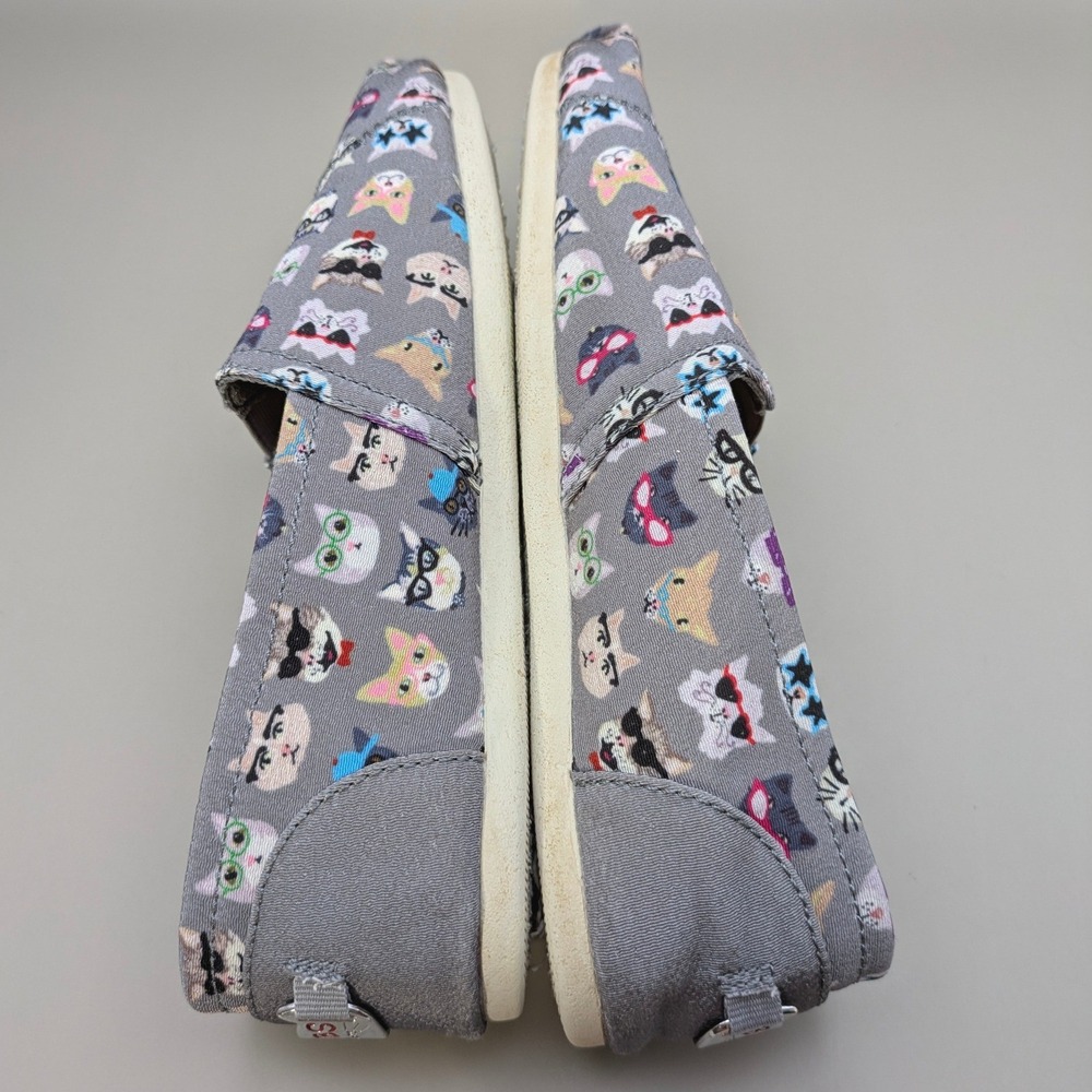 Skechers BOBS for Cats‎ Gray Multi Glasses Cat Print Slip On Flats Womens 8.5 - Picture 6 of 8